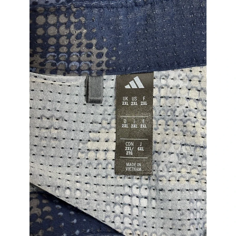 Adidas Mens Blue Grey Abstract Camo Print Performance Golf Polo Shirt 2XL JN9074